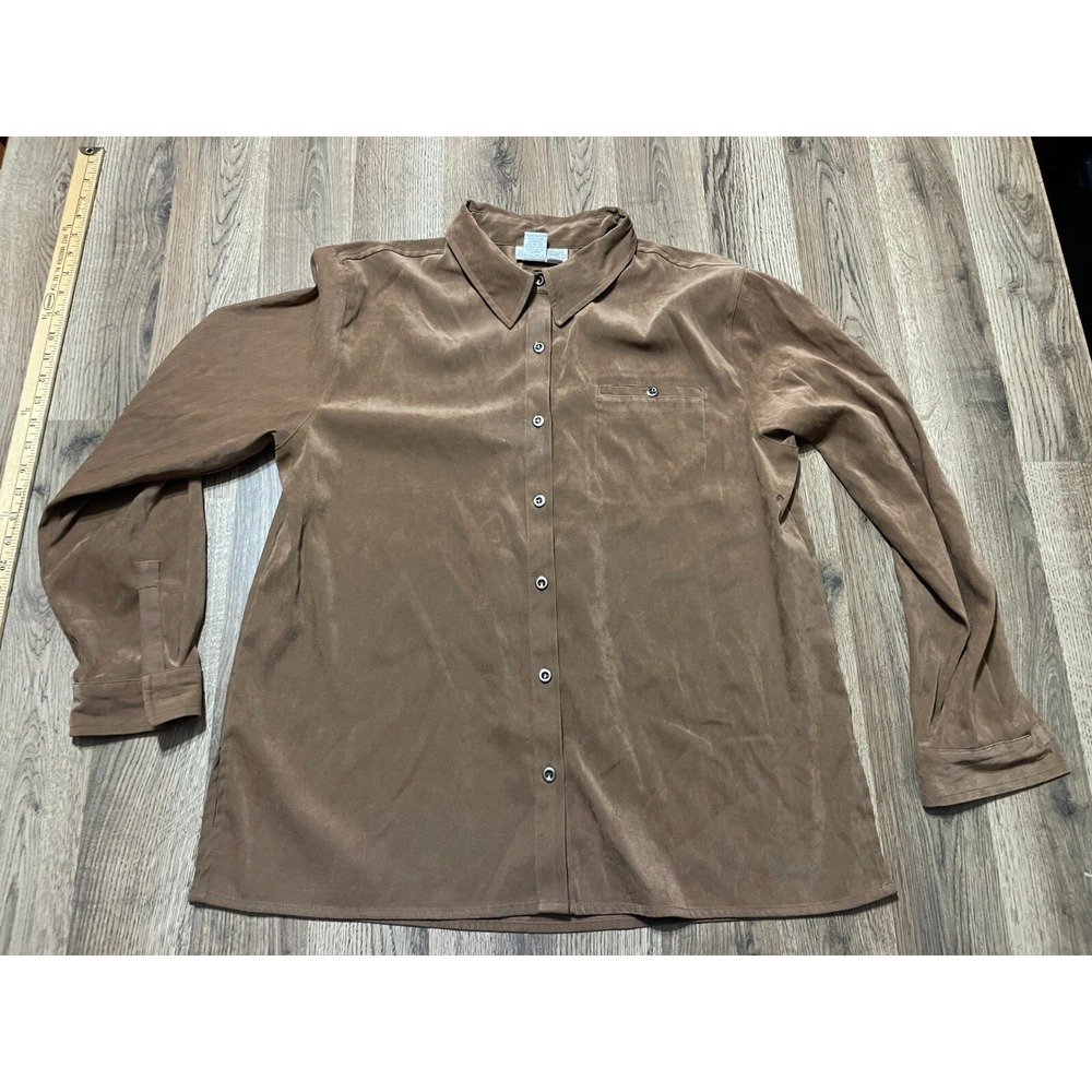Real Comfot by Chadwick's Shirt, Men's Size 16, Brown, Long Sleeve, Velvet